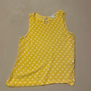 Bright yellow and white polka dot tank top